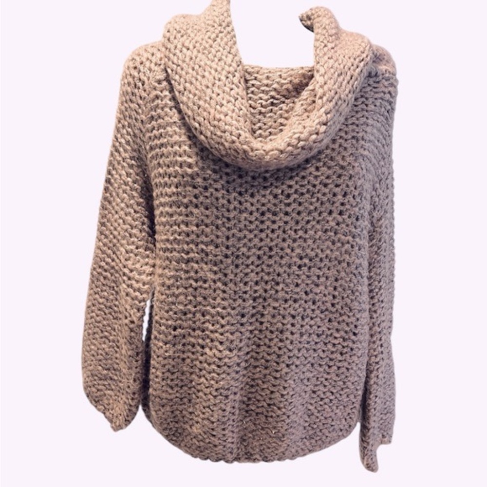 AZZ Trading Inc Mauve Pink Cowl Neck Sweater Open Knit Medium